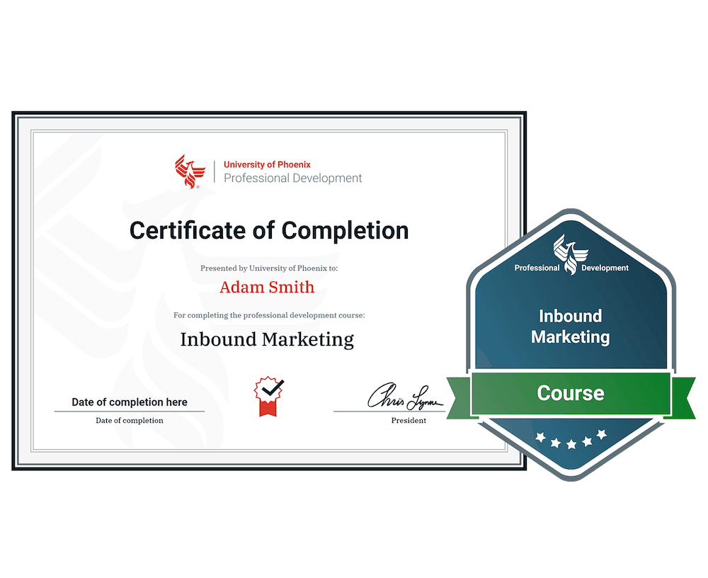 Sample Certificate and Badge for Inbound Marketing course